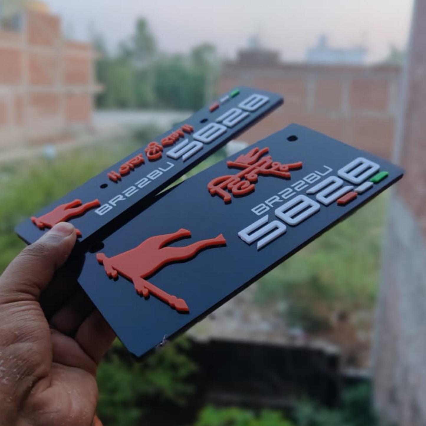 Premium 3D Hindu Stylish Bike Plate | Black